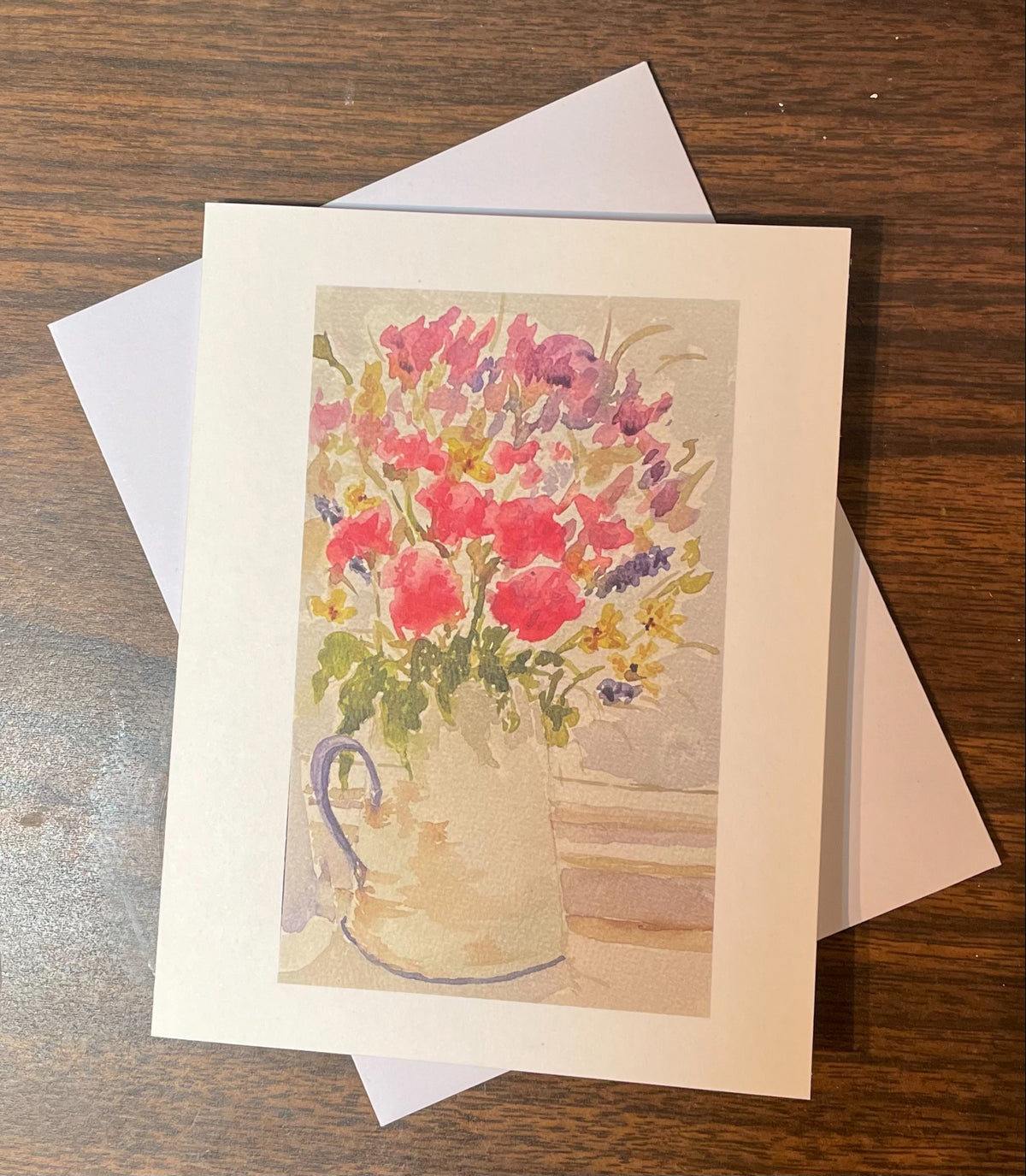 Garden Bouquet in Pitcher Watercolor Blank Card