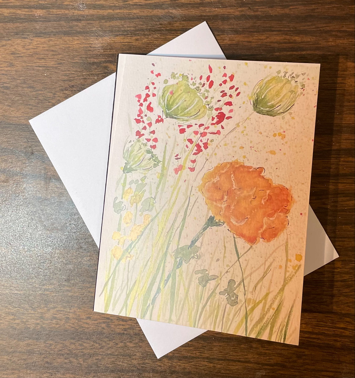 Wildflower Garden Watercolor Blank Card