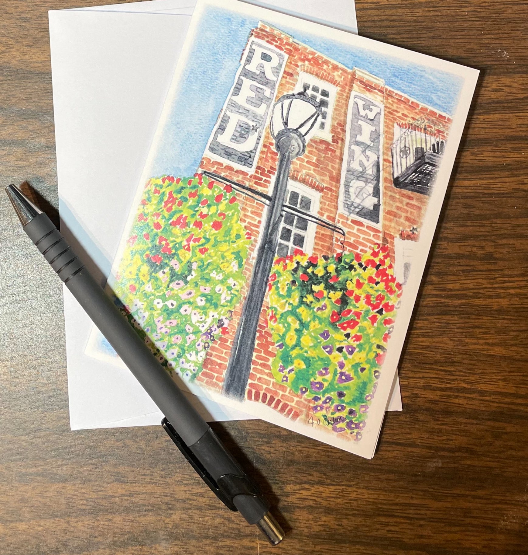 Watercolor Street Scene Blank Card